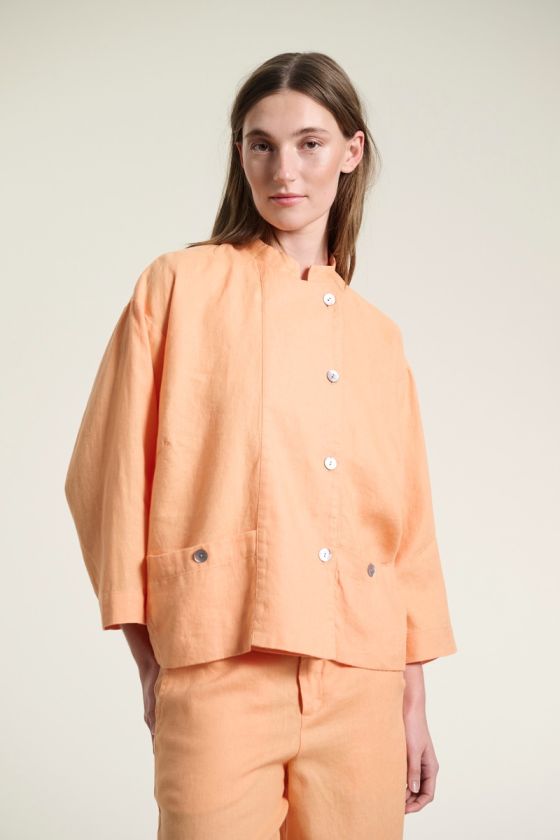 Lazy linen jacka med krage