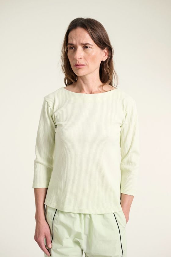 Naibu rib Bluse mit 3/4 ärmel