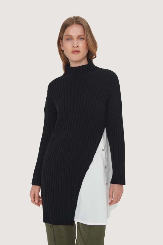 Gamine knit lang bluse