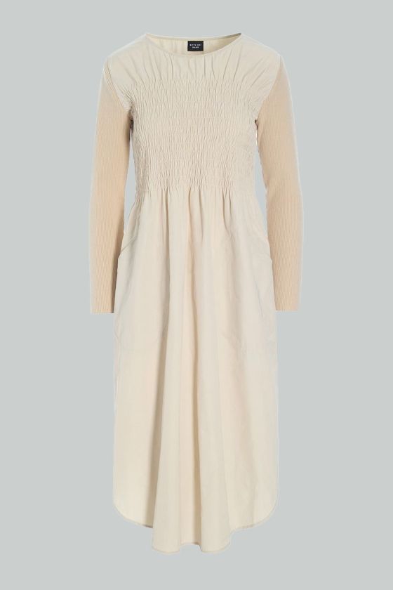 Fukkura poplin Dress with Smocking