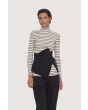 Globe stripe turtleneck blouse