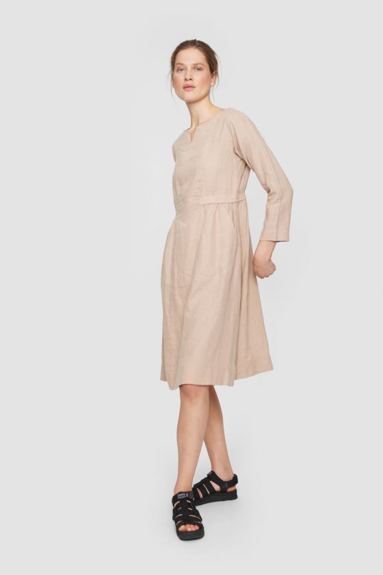Lazy linen dress with elastic