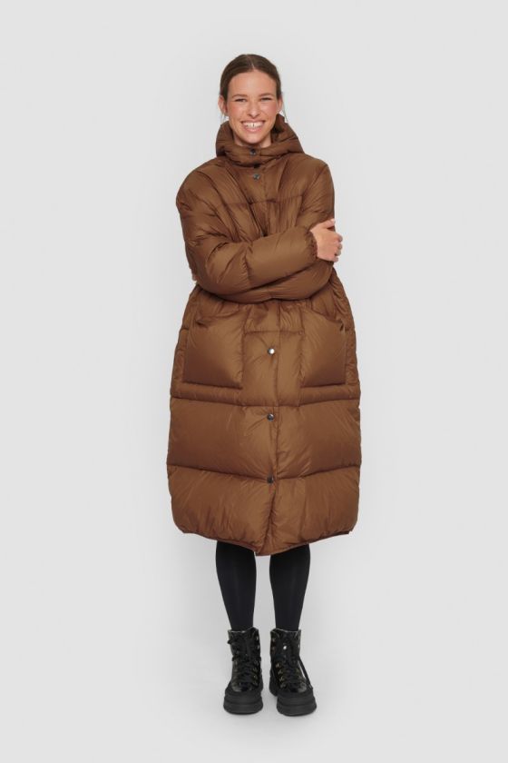 Feather down coat with hood